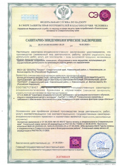 Санпин деятельности 2025